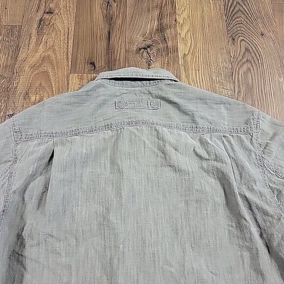 Duluth Trading Co Shirt Mens Large Gray Button Up Short Sleeve Cotton Camp - Picture 7 of 7
